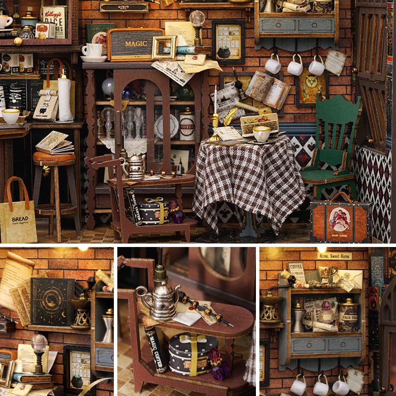Classic Magic Coffee Shop | DIY Miniature House Kit 3D Wooden Model DIY Gift Puzzle