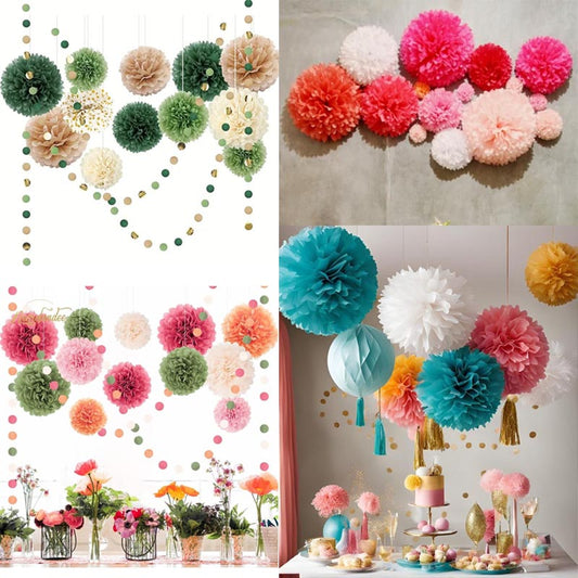 Paper Pom Poms 6"/8"/10"/12" (Choose Your Own)