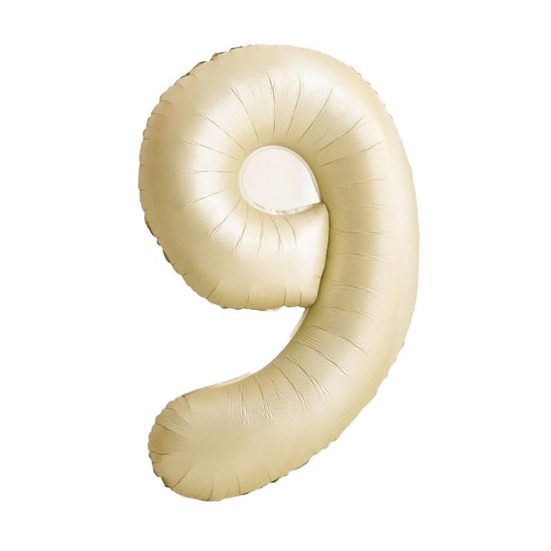 32 Inch Foil Number Balloons 0~9 - CREAM Color︱Big Giant Balloon for 1st Birthday Anniversary Celebration Party