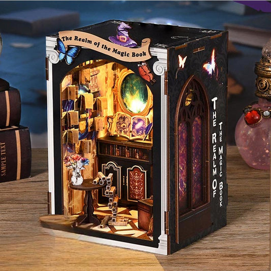 Realm of the Magic Book | DIY Book Nook Miniature House Kit 3D Wooden Model DIY Gift Puzzle