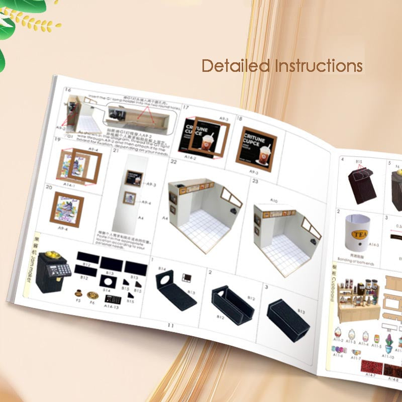 Bubble Tea Shop | DIY Book Nook Miniature House Kit 3D Wooden Model DIY Gift Puzzle