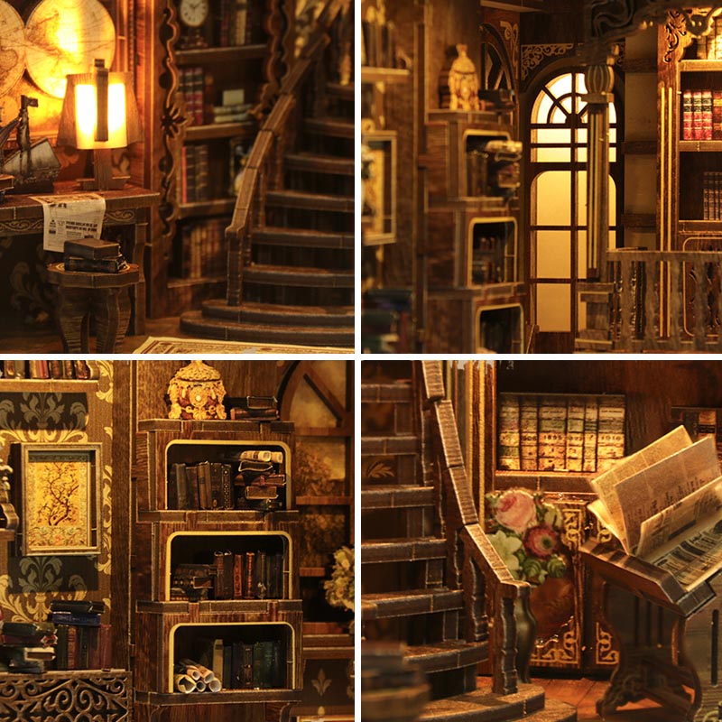 Ancient Book Collection Room | DIY Book Nook Miniature House Kit 3D Wooden Model DIY Gift Puzzle