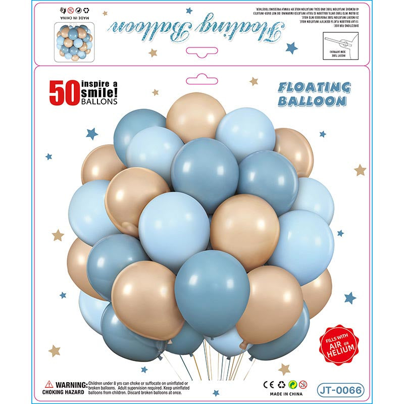 10 Inch Colorful Matte Floating Thickened Latex Balloon 50Pcs #66 PASTEL BLUE-CARAMEL-LIGHT BLUE Color︱Air or Helium︱Birthday Essentials, Wedding, Anniversary Decoration︱Event Styling