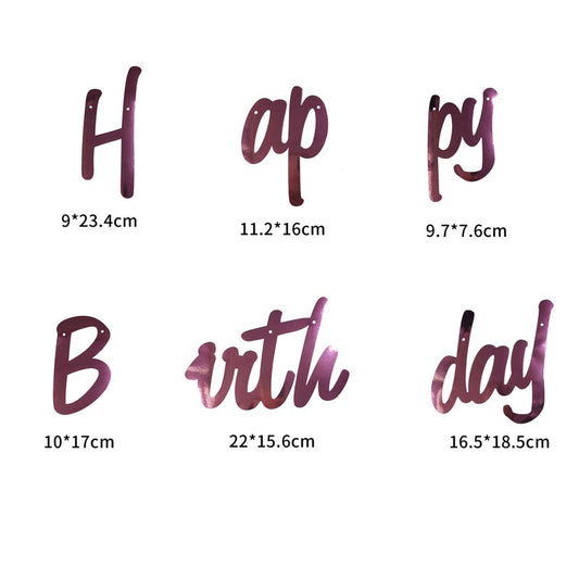 Happy Birthday Bunting #36 PINK Color Letter Birthday Banner Decorations