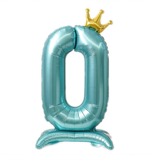 42 Inch Standing Number Balloon with Crown - BLUE Color︱Big Giant Balloon for 1st Birthday, Boy's Birthday Anniversary Celebration Party
