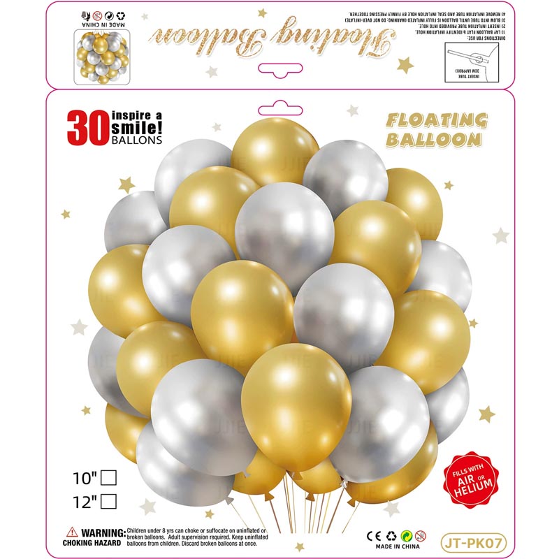 10 Inch Metallic Floating Thickened Latex Balloon 30Pcs - GOLD & SILVER Color︱Air or Helium︱Birthday Essentials, Wedding, Anniversary Decoration︱Event Styling