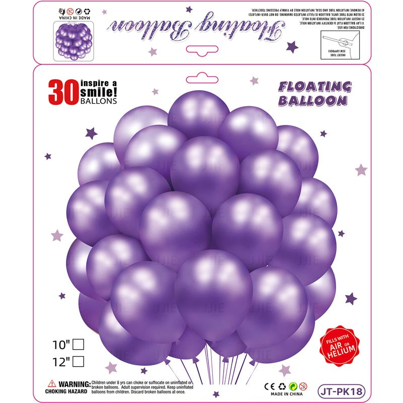 10 Inch Metallic Floating Thickened Latex Balloon 30Pcs - PURPLE Color︱Air or Helium︱Birthday Essentials, Wedding, Anniversary Decoration︱Event Styling