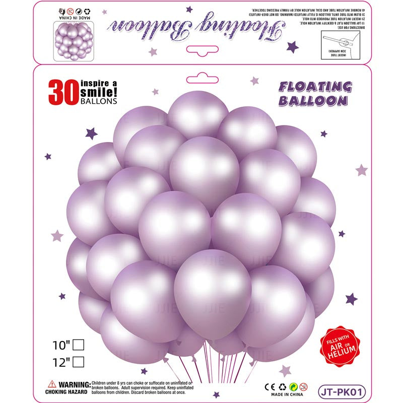 10 Inch Metallic Floating Thickened Latex Balloon 30Pcs - LIGHT PURPLE Color︱Air or Helium︱Birthday Essentials, Wedding, Anniversary Decoration︱Event Styling
