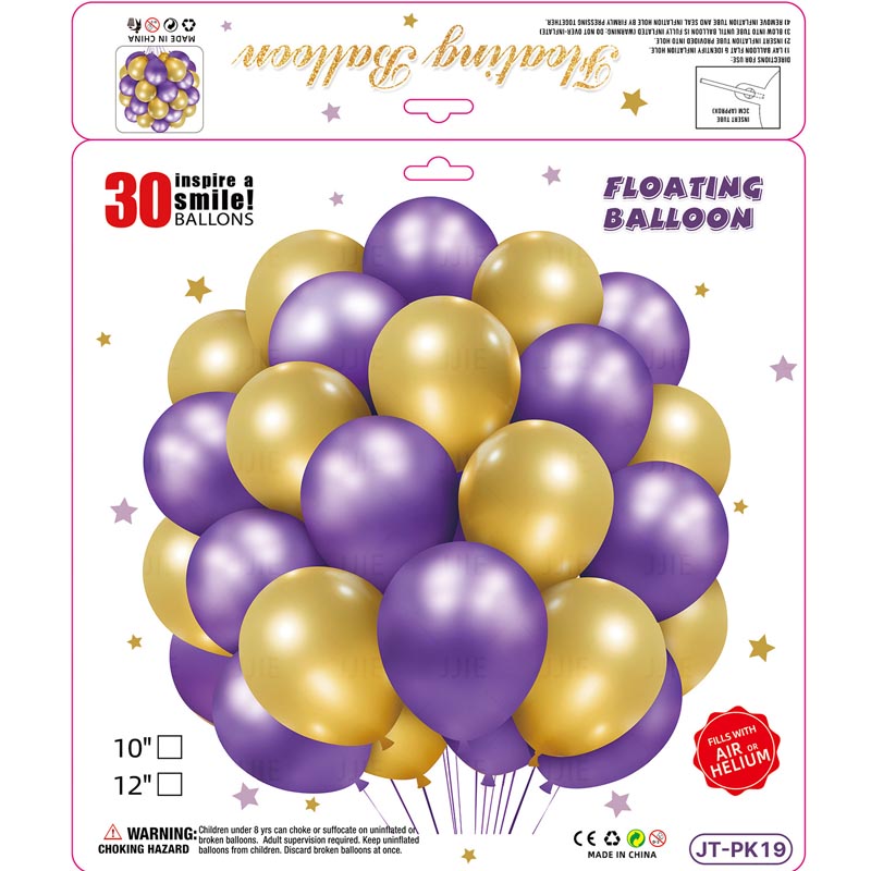 10 Inch Metallic Floating Thickened Latex Balloon 30Pcs - PURPLE & GOLD Color︱Air or Helium︱Birthday Essentials, Wedding, Anniversary Decoration︱Event Styling
