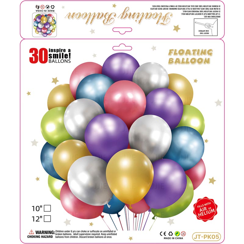 10 Inch Metallic Floating Thickened Latex Balloon 30Pcs - MIXED COLORS︱Air or Helium︱Birthday Essentials, Wedding, Anniversary Decoration︱Event Styling