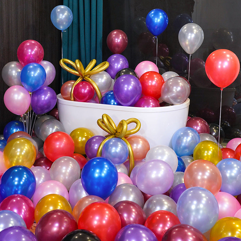 10 Inch Pearlescent Thickened Latex Balloon 100Pcs PL#02 MIXED COLOR︱Birthday Essentials, Wedding, Anniversary Decoration︱Event Styling