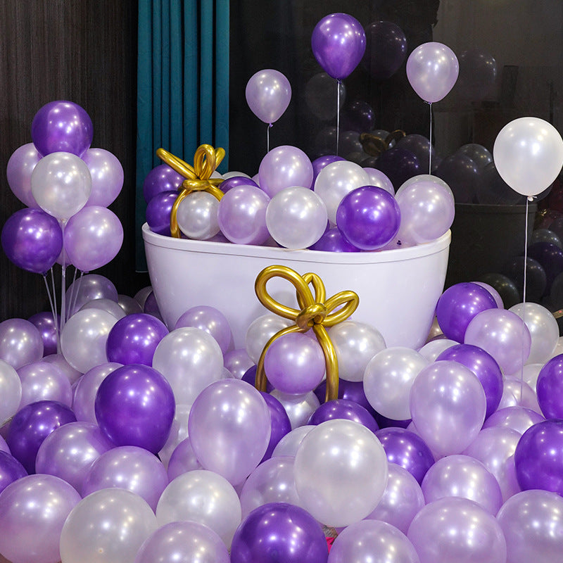 10 Inch Pearlescent Thickened Latex Balloon 100Pcs PL#05 PURPLE-WHITE Color︱Birthday Essentials, Wedding, Anniversary Decoration︱Event Styling