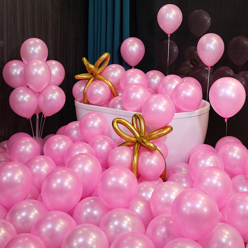10 Inch Pearlescent Thickened Latex Balloon 100Pcs PL#19 PINK Color︱Birthday Essentials, Wedding, Anniversary Decoration︱Event Styling
