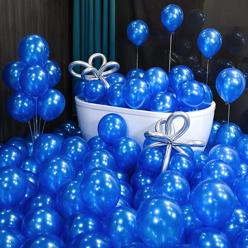 10 Inch Pearlescent Thickened Latex Balloon 100Pcs PL#21 BLUE Color︱Birthday Essentials, Wedding, Anniversary Decoration︱Event Styling