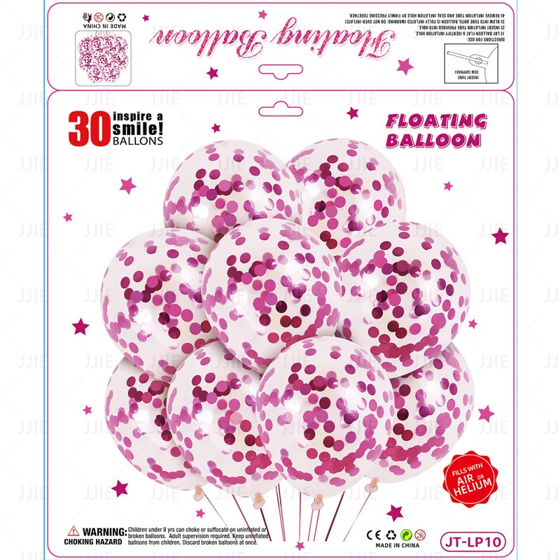 12 Inch Confetti Clear Floating Thickened Latex Balloon 30Pcs - HOT PINK Color︱Air or Helium︱Birthday Essentials, Wedding, Anniversary Decoration︱Event Styling