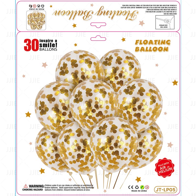 12 Inch Confetti Clear Floating Thickened Latex Balloon 30Pcs - GOLD Color︱Air or Helium︱Birthday Essentials, Wedding, Anniversary Decoration︱Event Styling