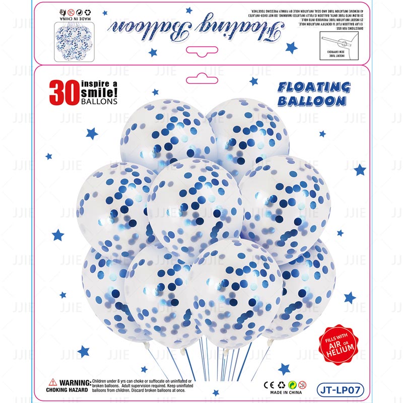 12 Inch Confetti Clear Floating Thickened Latex Balloon 30Pcs - BLUE Color︱Air or Helium︱Birthday Essentials, Wedding, Anniversary Decoration︱Event Styling