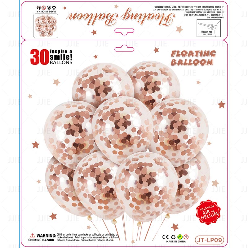 12 Inch Confetti Clear Floating Thickened Latex Balloon 30Pcs - ROSE GOLD Color︱Air or Helium︱Birthday Essentials, Wedding, Anniversary Decoration︱Event Styling