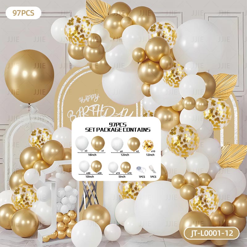 Balloon Garland Arch Kit A 97Pcs ARCH#10 GOLD-WHITE