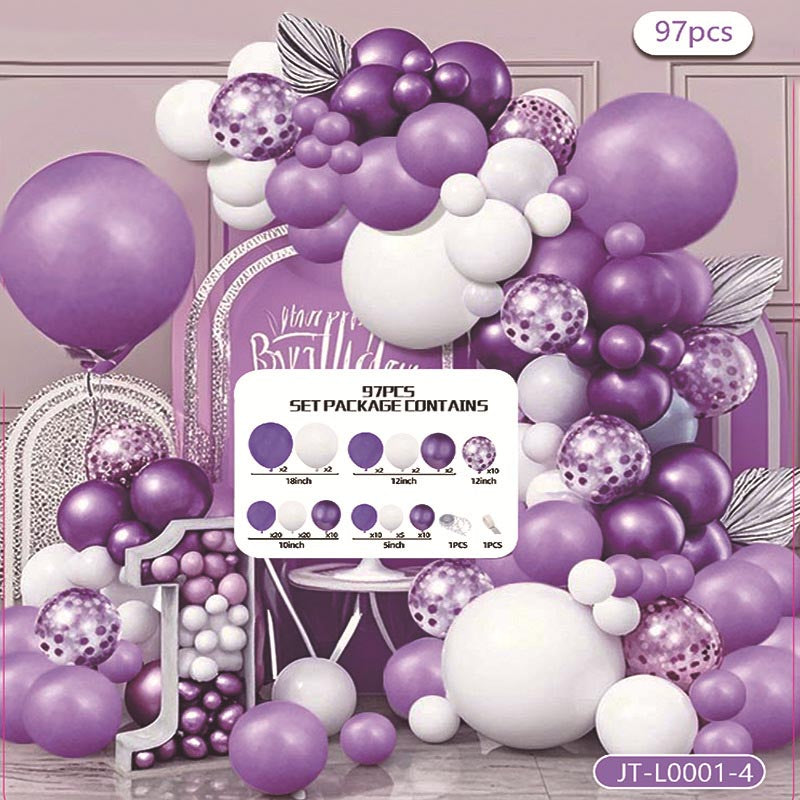 Balloon Garland Arch Kit A 97Pcs ARCH#04 PURPLE-WHITE
