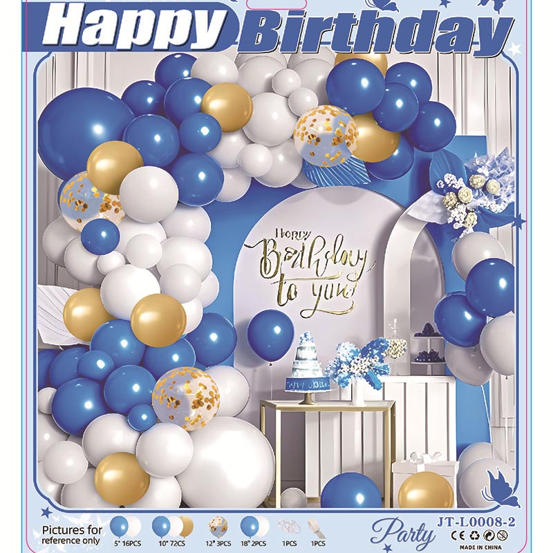 Balloon Garland Arch Kit B 95Pcs ARCH#22 BLUE-WHITE-GOLD