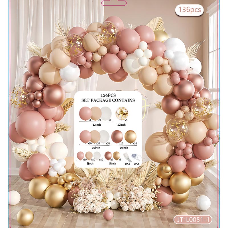 Balloon Garland Arch Kit B 136Pcs ARCH#31 PINK-WHITE-GOLD