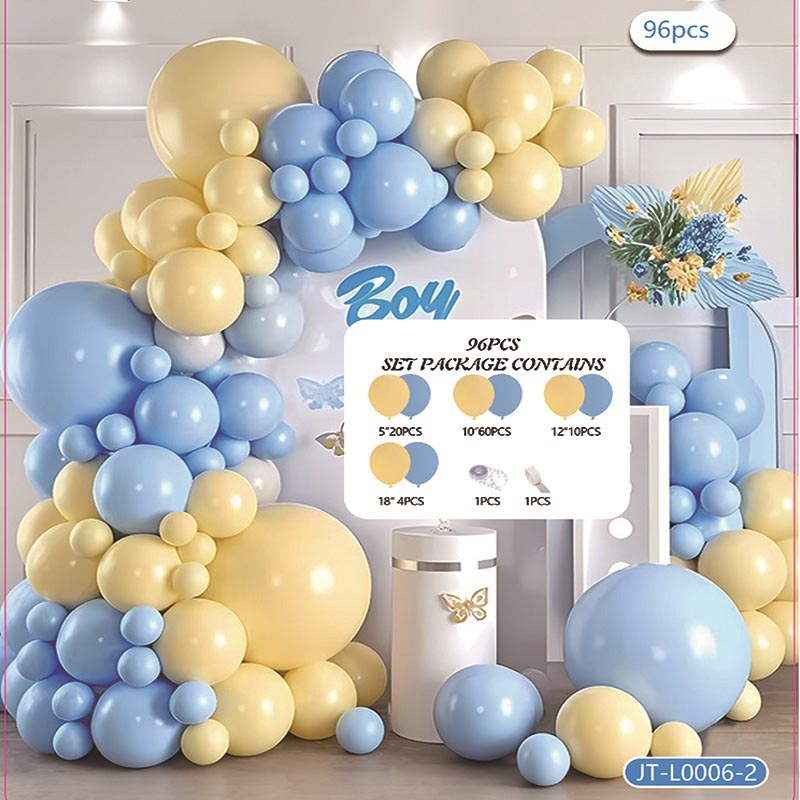 Two Colors Balloon Garland Arch Kit C 96Pcs ARCH#33 PASTEL YELLOW-BLUE Color︱Baby Shower 1st Birthday