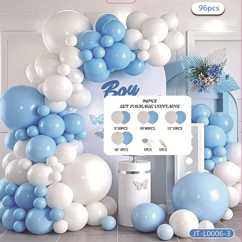 Two Colors Balloon Garland Arch Kit C 96Pcs ARCH#34 LIGHT BLUE-WHITE Color︱Baby Shower 1st Birthday