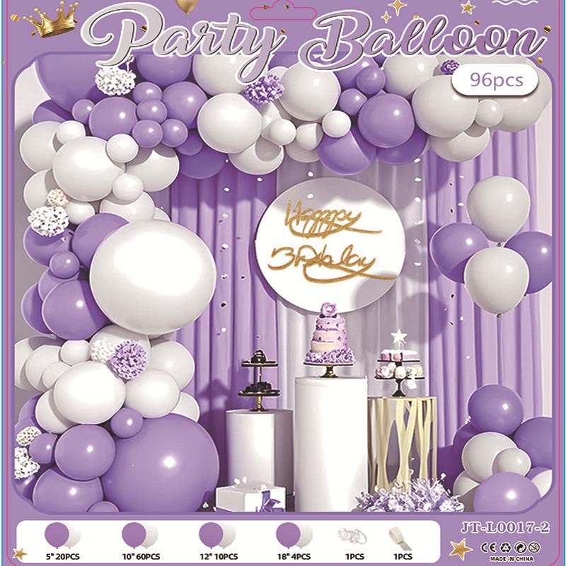 Two Colors Balloon Garland Arch Kit C 96Pcs ARCH#39 PURPLE-WHITE