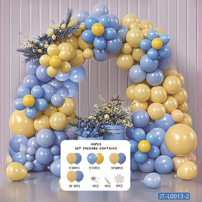Flower Balloon Garland Arch Kit D 130Pcs ARCH#41 LIGHT BLUE-YELLOW