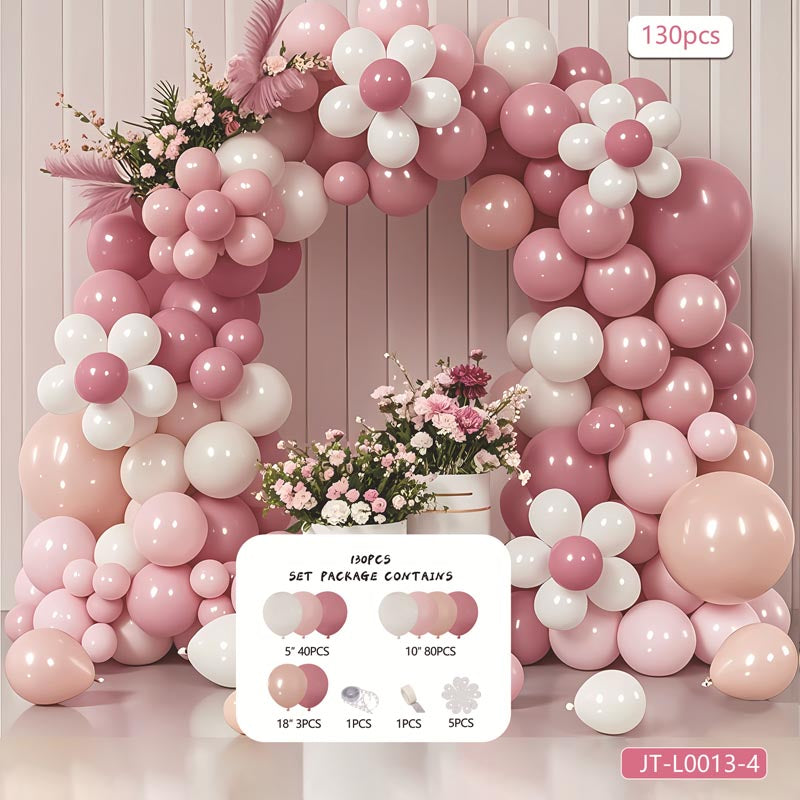 Flower Balloon Garland Arch Kit D 130Pcs ARCH#43 PINK-WHITE