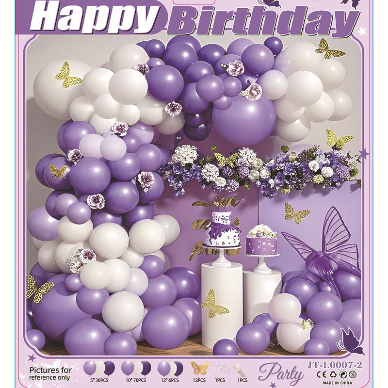 Butterfly Balloon Garland Arch Kit E 120Pcs ARCH#47 PURPLE-WHITE