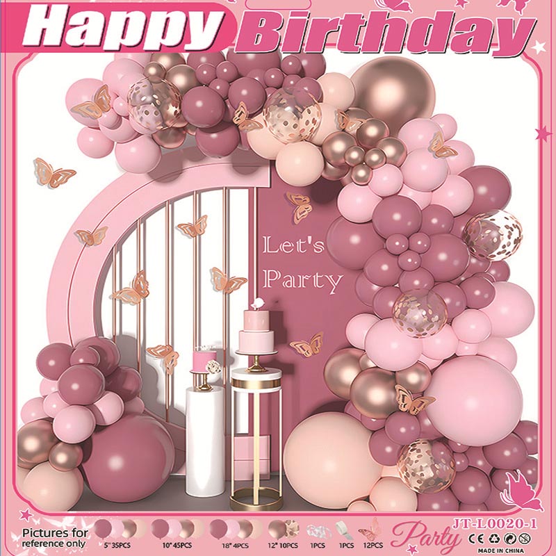 Butterfly Balloon Garland Arch Kit E 120Pcs ARCH#48 PINK-BRONZE