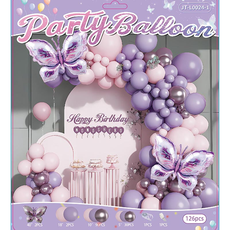 Butterfly Balloon Garland Arch Kit E 126Pcs ARCH#52 PURPLE-PINK