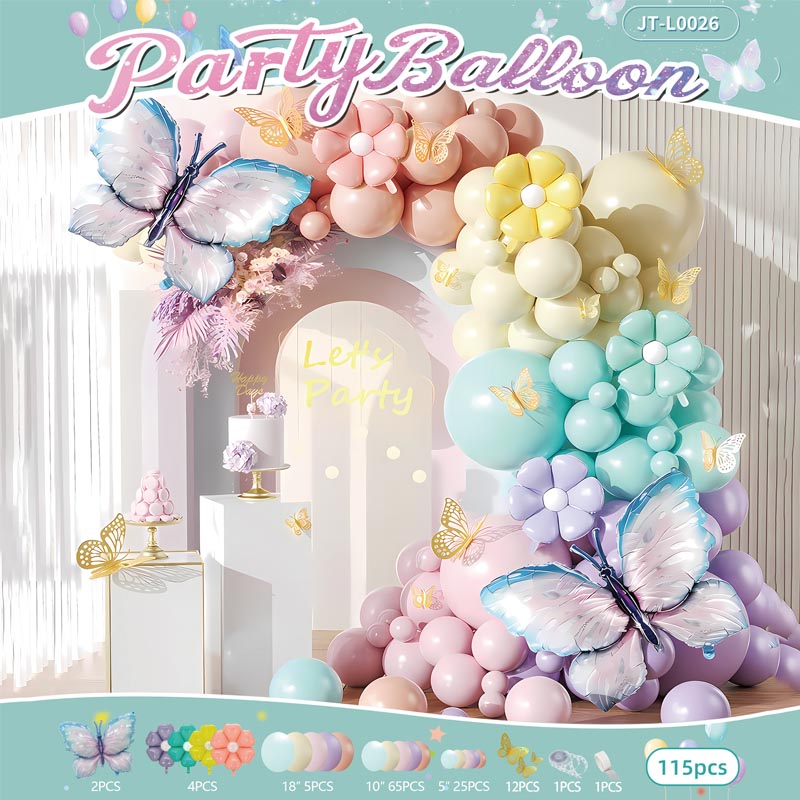 Butterfly Balloon Garland Arch Kit E 115Pcs ARCH#53 MACAROON