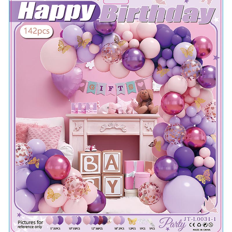 Butterfly Balloon Garland Arch Kit E 142Pcs ARCH#59 PURPLE-PINK-RED