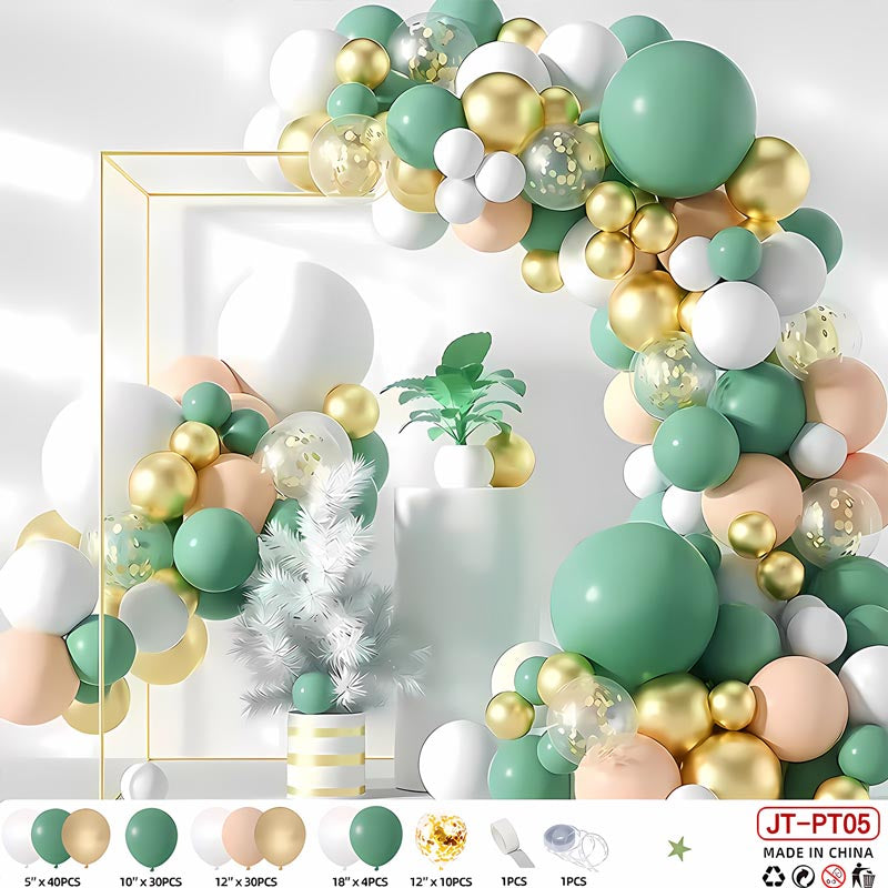 Balloon Garland Arch Kit F 116Pcs ARCH#67 GREEN-GOLD-WHITE-PINK