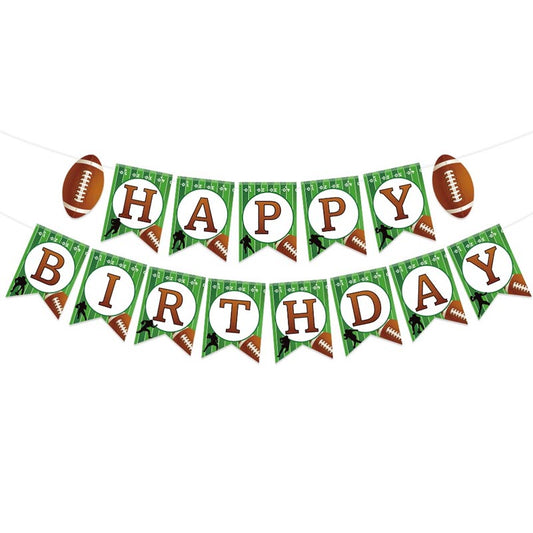 American Football Theme Happy Birthday Decor︱Bunting Banner, Hanging Swirl, Cake Toppers, Garland