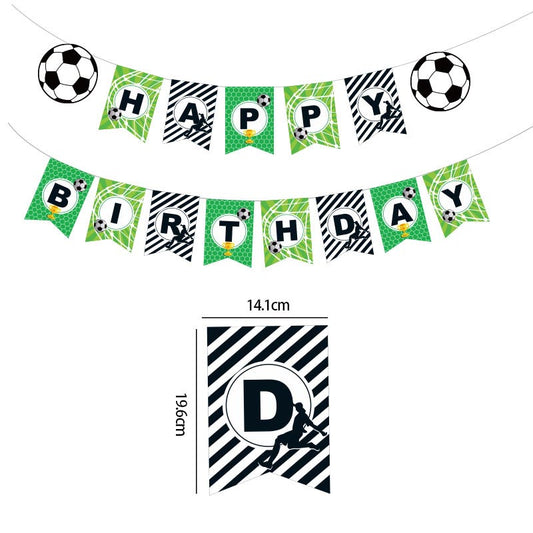 Football Theme Happy Birthday︱Bunting Banner, Hanging Swirl, Cake Toppers for Boy's or Football Lover's Birthday