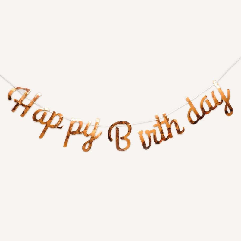 Happy Birthday Bunting #13 BRONZE Color Letter Birthday Banner Decorations