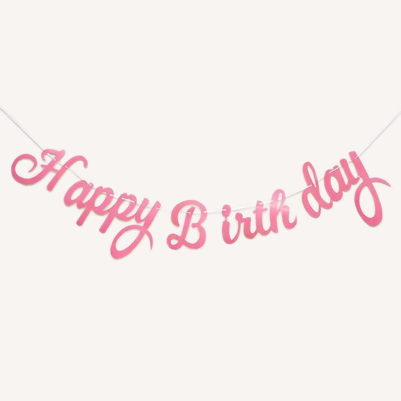 Happy Birthday Bunting #15 PINK Color Letter Birthday Banner Decorations