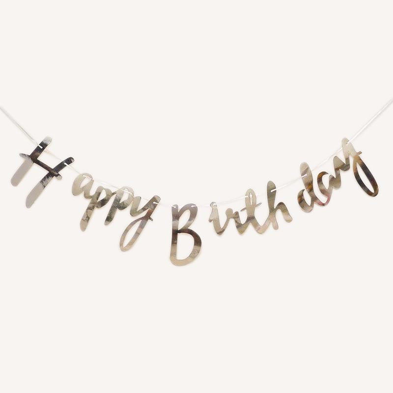 Happy Birthday Bunting #16 SILVER Color Letter Birthday Banner Decorations