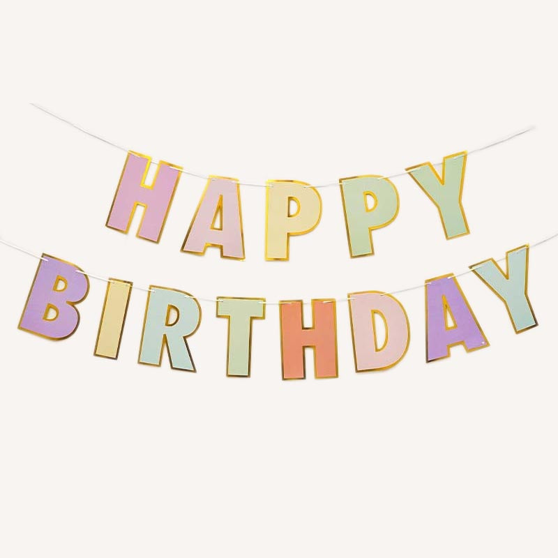 Happy Birthday Bunting #18 MACAROON Color Letter Birthday Banner Decorations