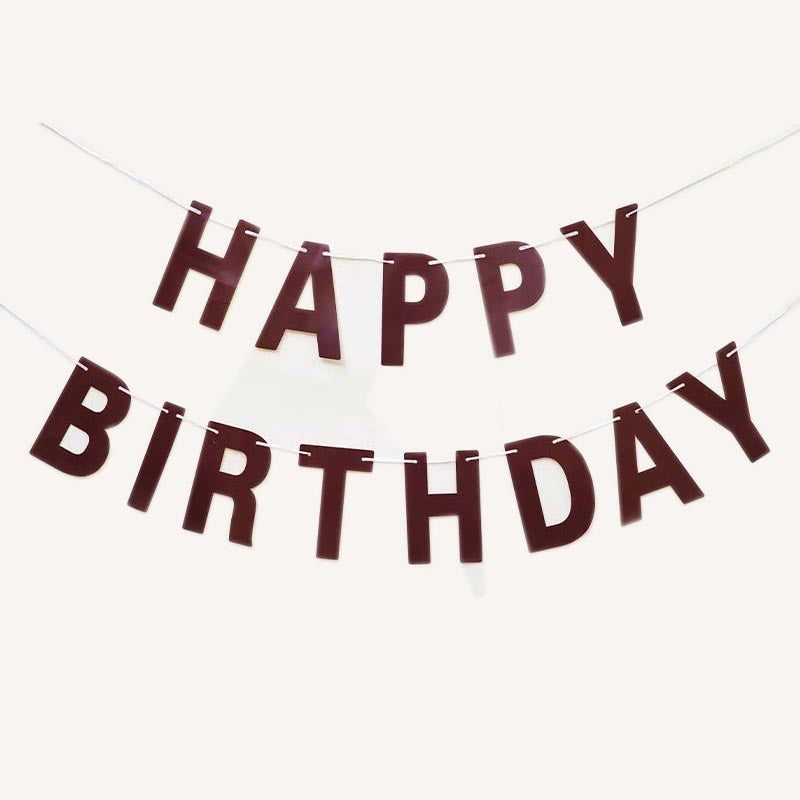 Happy Birthday Bunting #24 BROWN RED Color Letter Birthday Banner Decorations