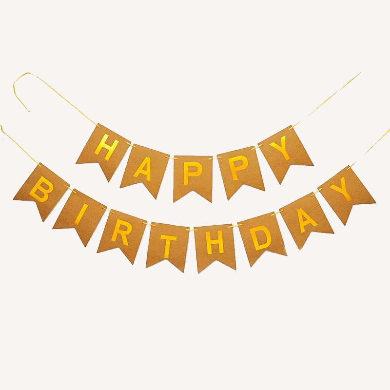 Happy Birthday Bunting #25 BRONZE-GOLD Color Letter Birthday Banner Decorations