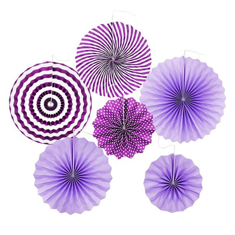 Paper Fans Decoration 6Pcs/Pack PURPLE