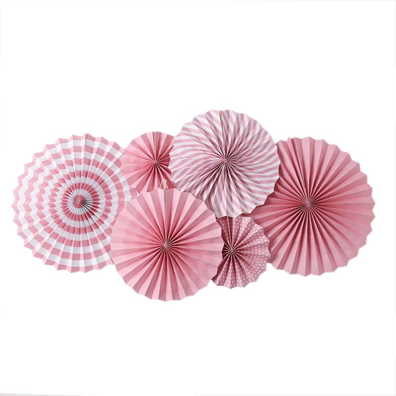 Paper Fans Decoration 6Pcs/Pack PINK
