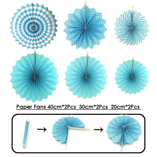 Paper Fans Decoration Set 20Pcs BLUE