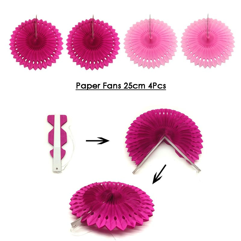 Paper Fans Decoration Set 20Pcs PINK