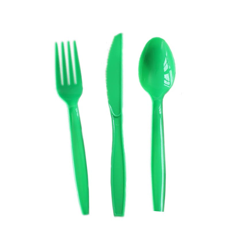 Reusable Plastic Cutlery 50Pcs GREEN